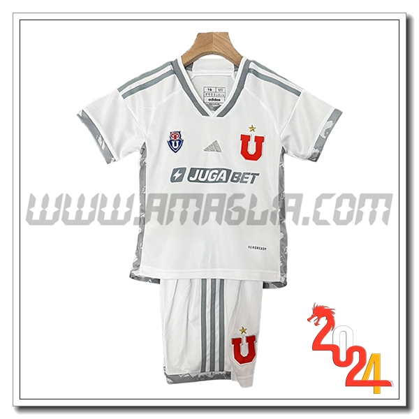 Kit Maglia Universidad De Chile Bambino Seconda 2024 2025 Bianco