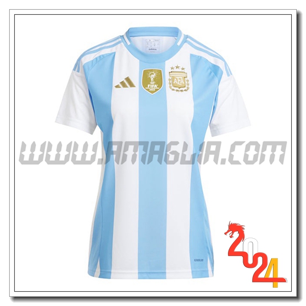 Prima Maglia Calcio Argentina Donne 2024 2025 Bianco Cielo blu