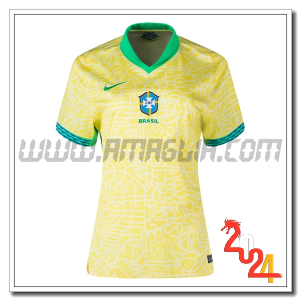 Prima Maglia Calcio Brasile Donne 2024 2025 GIALLO