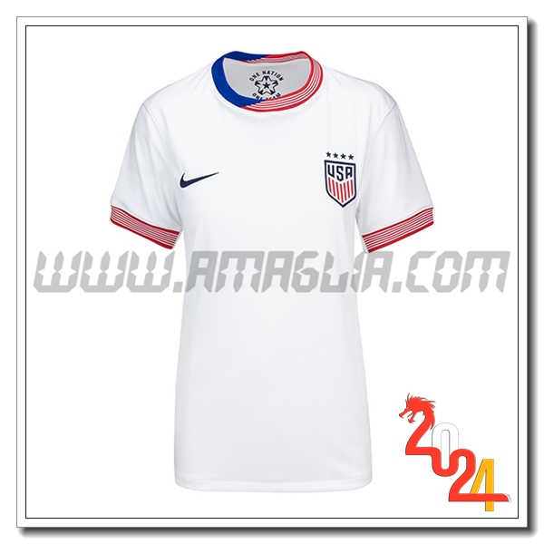 Prima Maglia Calcio STATI UNITI Donne 2024 2025 Bianco