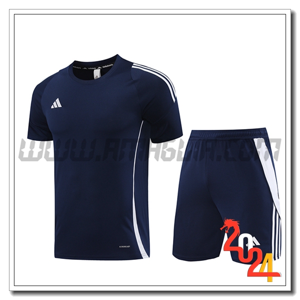 Kit Maglia Allenamento + Pantaloncini Adidas blu navy 2024 2025