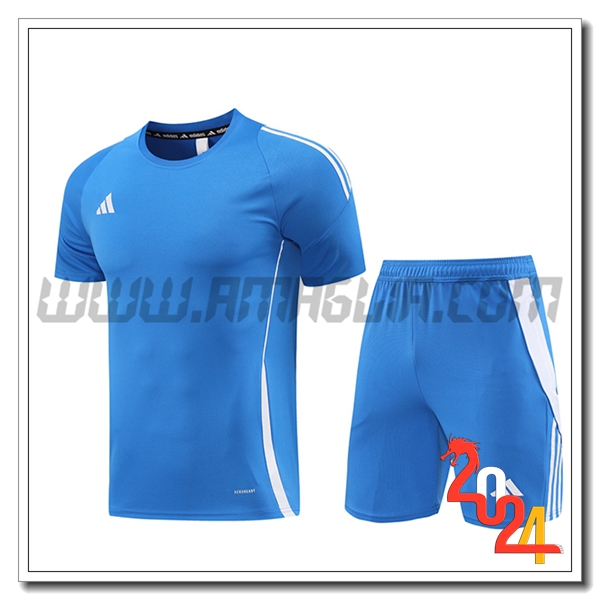 Kit Maglia Allenamento + Pantaloncini Adidas Blu 2024 2025