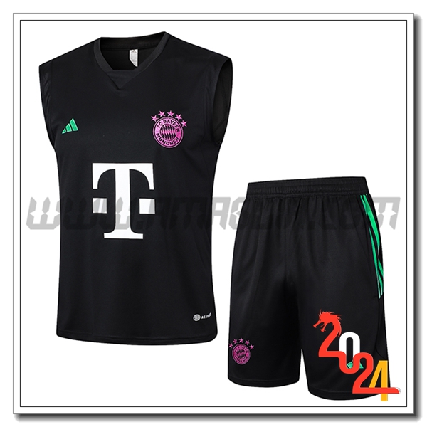 Kit Canotta Allenamento + Pantaloncini Bayern Monaco Nero 2024 2025