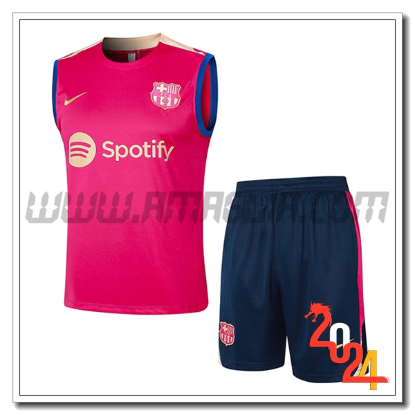 Kit Canotta Allenamento + Pantaloncini FC Barcellona Rosso 2024 2025