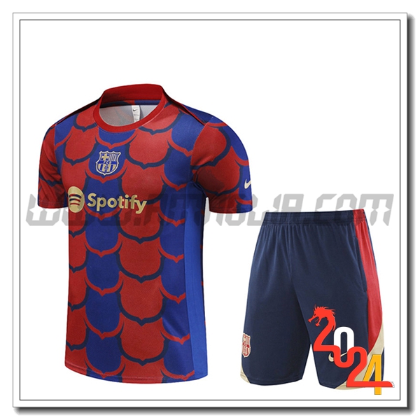 Kit Maglia Allenamento + Pantaloncini FC Barcellona Rosso/Blu 2024 2025