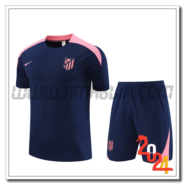 Kit Maglia Allenamento + Pantaloncini Atletico Madrid Blu/Rosa 2024 2025
