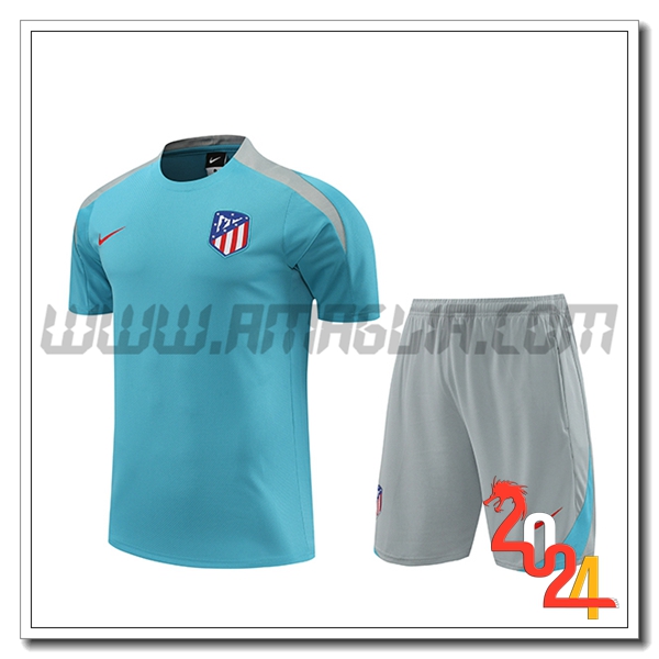 Kit Maglia Allenamento + Pantaloncini Atletico Madrid Blu/Grigio 2024 2025