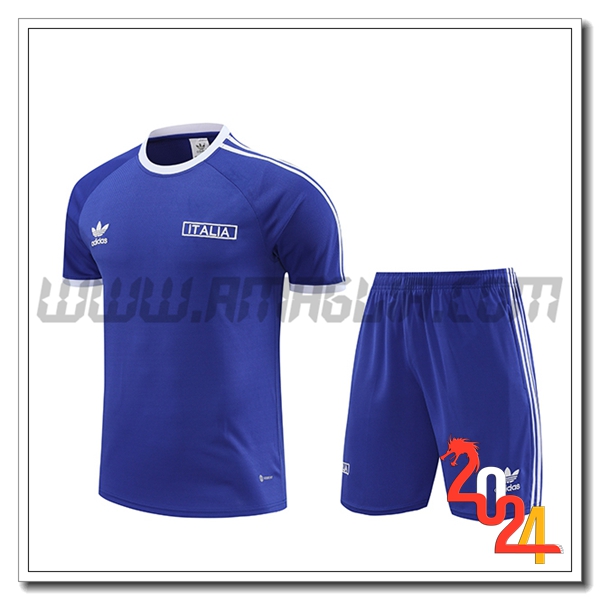 Kit Maglia Allenamento + Pantaloncini Italia viola/Bianco 2024 2025