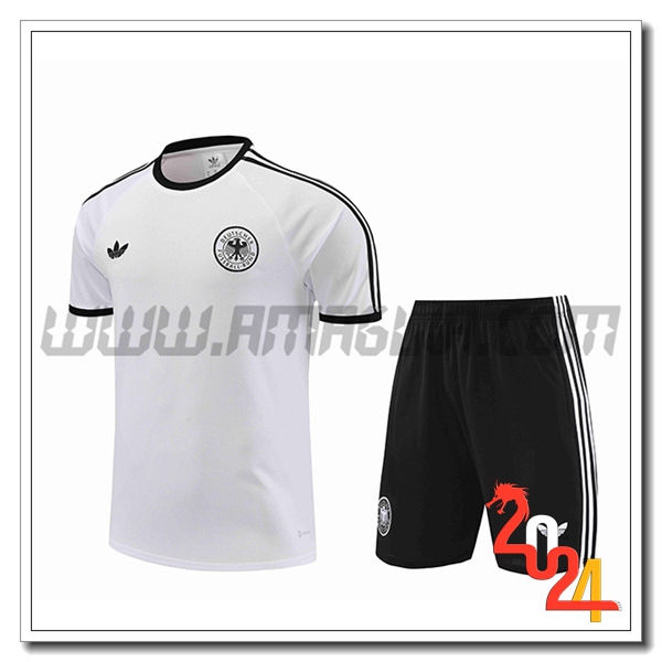 Kit Maglia Allenamento + Pantaloncini Germania Bianco/Nero 2024 2025