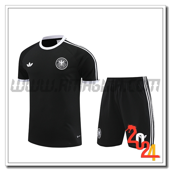 Kit Maglia Allenamento + Pantaloncini Germania Nero/Bianco 2024 2025