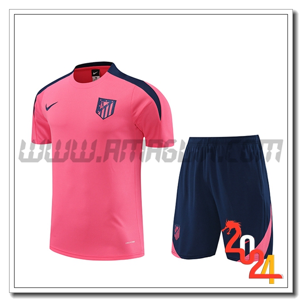 Kit Maglia Allenamento + Pantaloncini Atletico Madrid Rosa/Blu 2024 2025