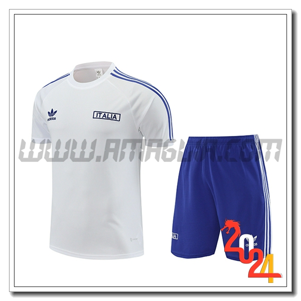 Kit Maglia Allenamento + Pantaloncini Italia Bianco/Blu 2024 2025