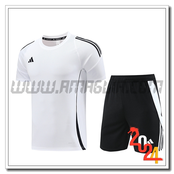 Kit Maglia Allenamento + Pantaloncini Adidas Bianco/Nero 2024 2025