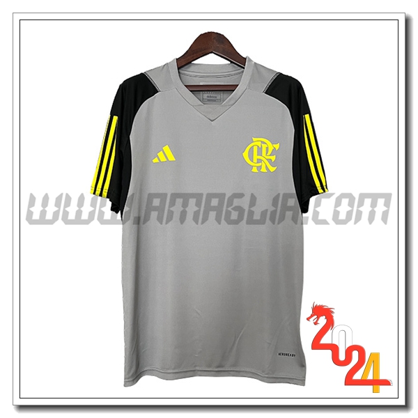 T Shirt Allenamento Flamengo Grigio/Nero/Giallo 2024 2025