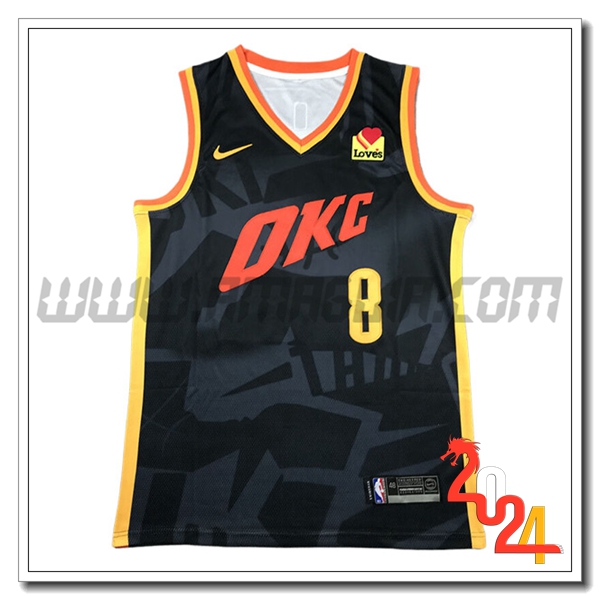 Maglia Oklahoma City Thunder (WILLIAMS #8) 2024/25 Nero/Giallo/Arancia