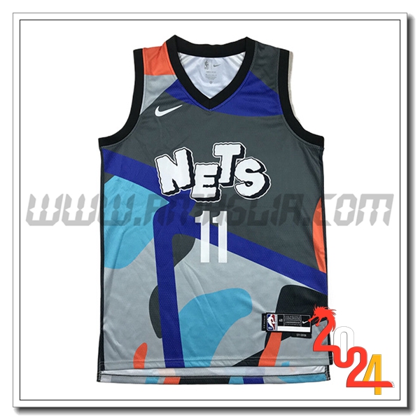 Maglia Brooklyn Nets (IRVING #11) 2024/25 Grigio/Blu/Arancia