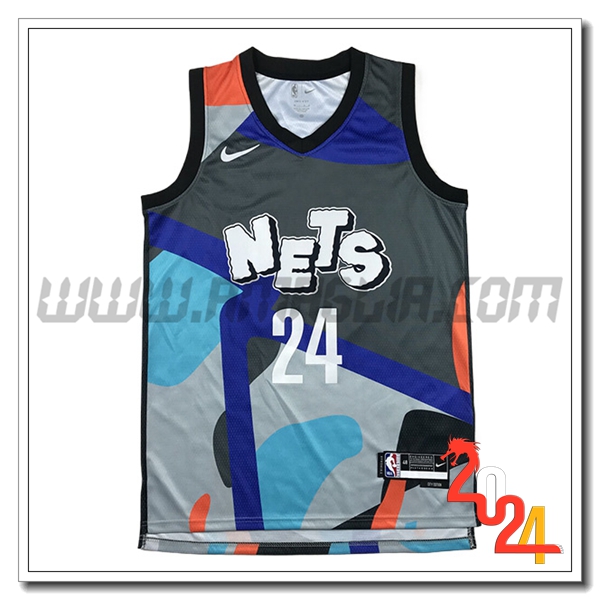 Maglia Brooklyn Nets (THOMAS #24) 2024/25 Grigio/Blu/Arancia