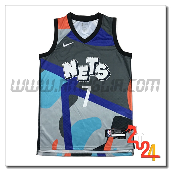 Maglia Brooklyn Nets (DURANT #7) 2024/25 Grigio/Blu/Arancia