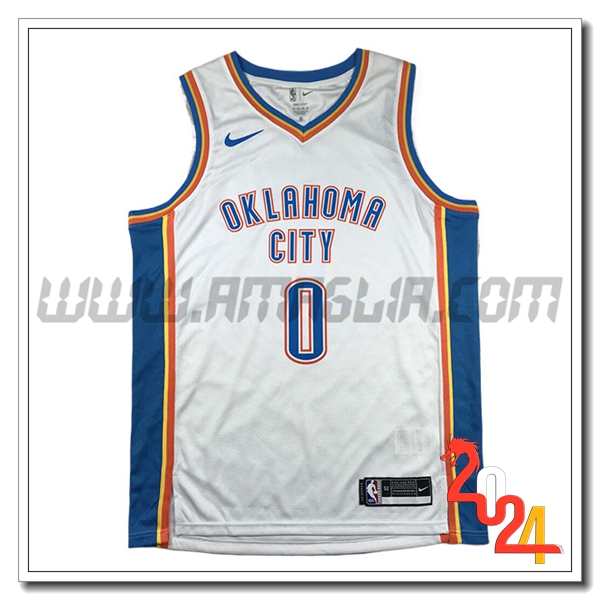 Maglia Oklahoma City Thunder (WESTBROOK #0) 2024/25 Bianco/Blu