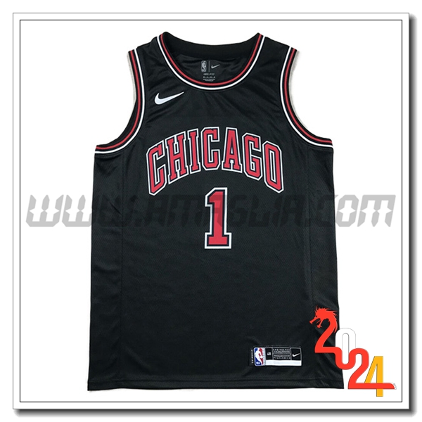 Maglia Chicago Bulls (Rosa #1) 2024/25 Nero/Rosso -02