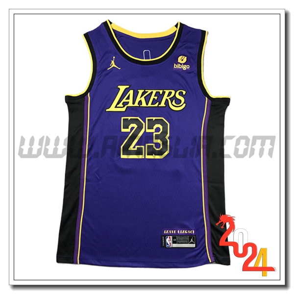 Maglia Los Angeles Lakers (JAMES #23) 2024/25 viola/Nero/Giallo -02