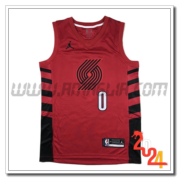 Maglia Portland Trail Blazers (LILLARD #0) 2024/25 Rosso/Nero