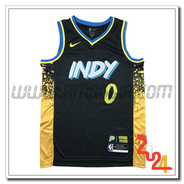 Maglia Indiana Pacers (HALIBURTON #0) 2024/25 Nero/Giallo -02