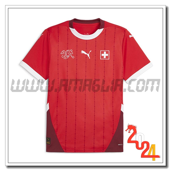 Svizzera Prima Maglia Squadra 2024 2025 Rosso