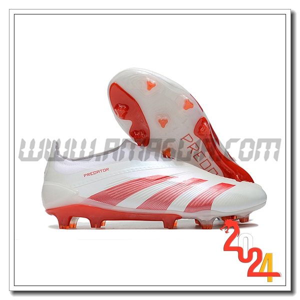 Adidas Scarpe Calcio PREDATOR ELITE LACELESS BOOTS FG Bianco/Rosso