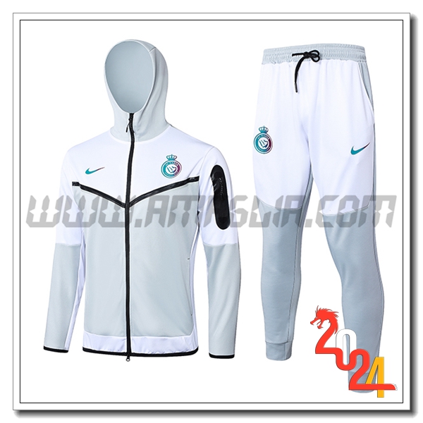 Giacca Con Cappuccio Tuta Giacca A Vento Al-Nassr FC Bianco/Grigio 2024 2025