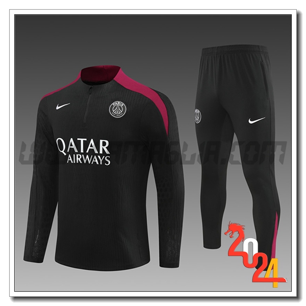 Tuta Allenamento PSG Bambino Nero/Rosso 2024 2025