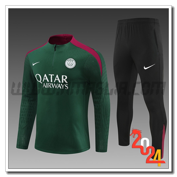 Tuta Allenamento PSG Bambino Verde/Rosso/Nero 2024 2025