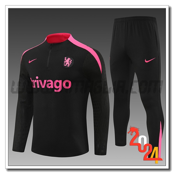 Tuta Allenamento FC Chelsea Bambino Nero/Rosa 2024 2025