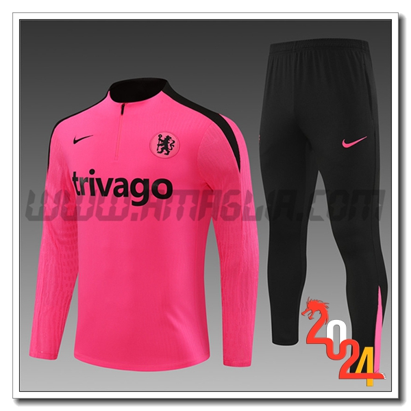 Tuta Allenamento FC Chelsea Bambino Rosa/Nero 2024 2025