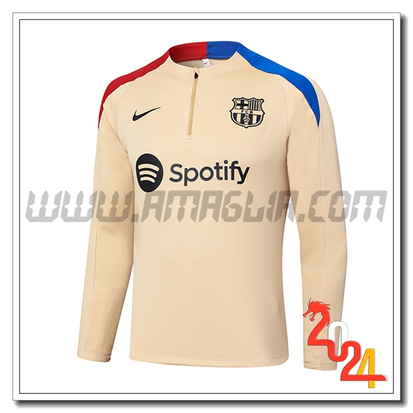Felpa Allenamento FC Barcellona Beige/Blu/Rosso 2024 2025