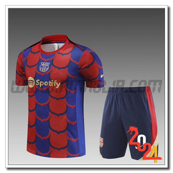 Kit Maglia Allenamento + Pantaloncini FC Barcellona Bambino Rosso/Blu 2024 2025