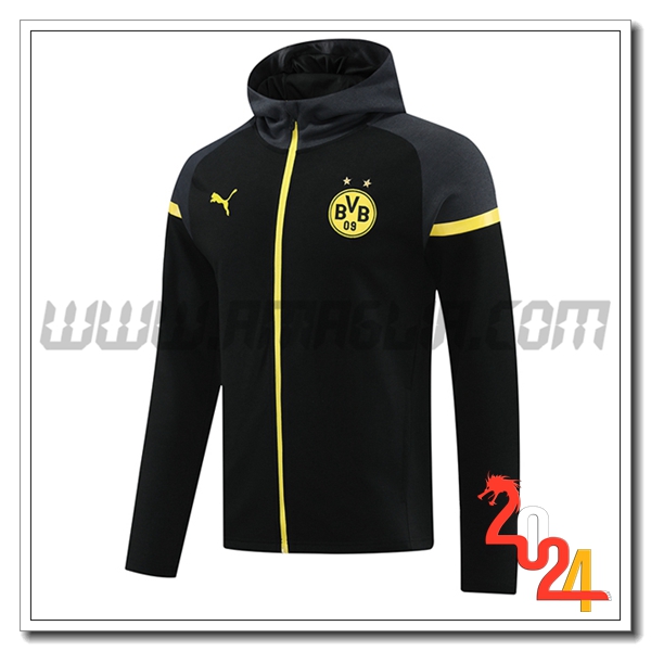Giacca Con Cappuccio Dortmund Nero/Giallo 2024 2025