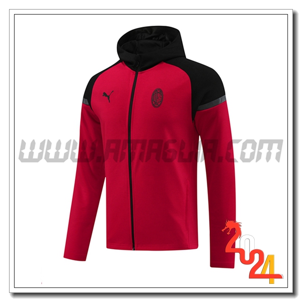 Giacca Con Cappuccio AC Milan Rosso/Nero 2024 2025