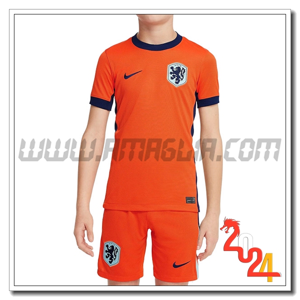 Kit Maglia Paesi Bassi Bambino Prima 2024 2025 Arancia
