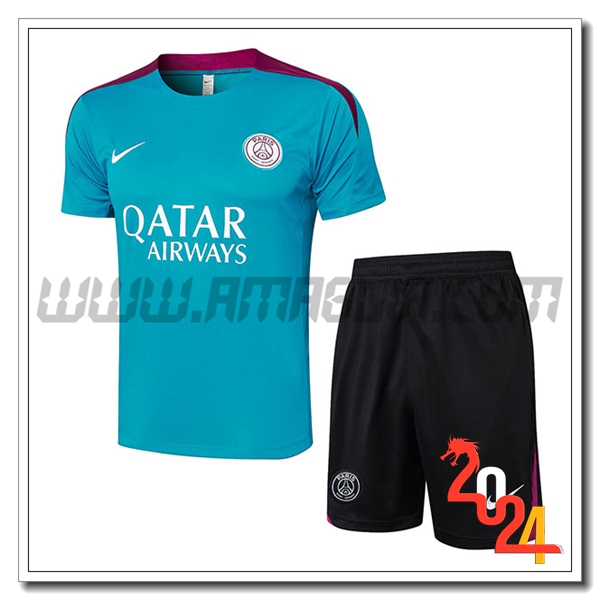Kit Maglia Allenamento + Pantaloncini PSG Verde/viola 2024 2025