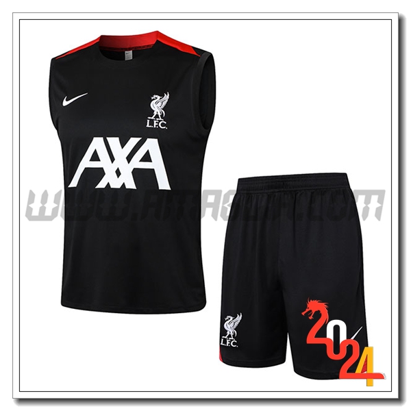 Kit Canotta Allenamento + Pantaloncini FC Liverpool Nero/Rosso 2024 2025