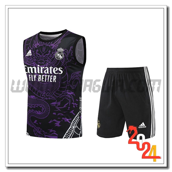 Kit Canotta Allenamento + Pantaloncini Real Madrid viola/Nero 2024 2025