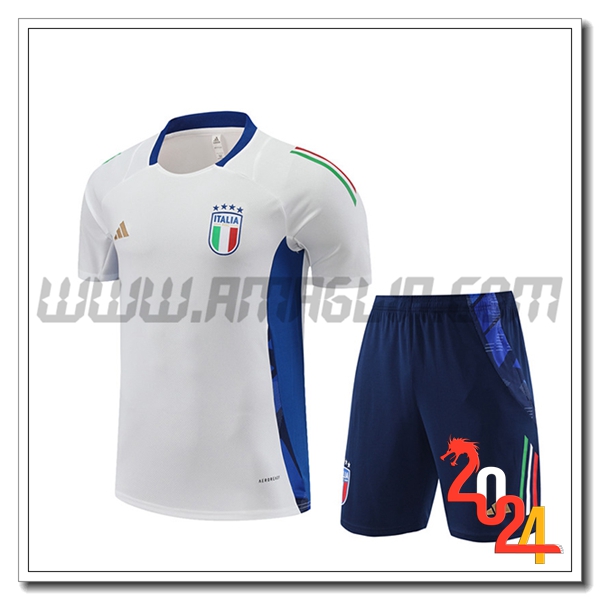 Kit Maglia Allenamento + Pantaloncini Italia Bianco/Blu 2024 2025 -02