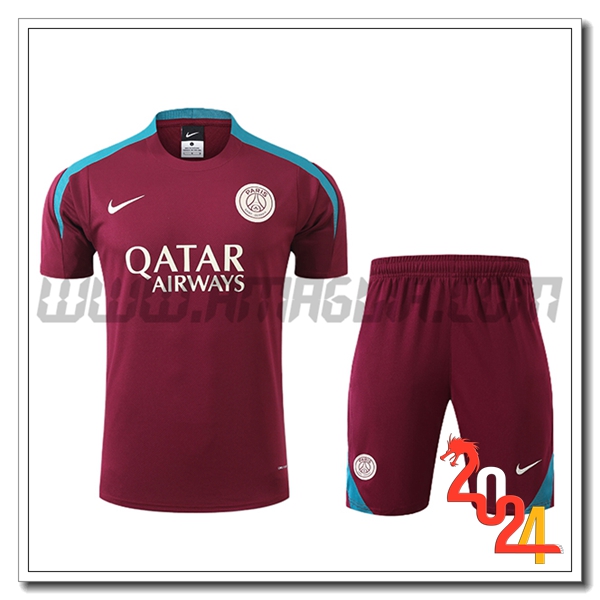 Kit Maglia Allenamento + Pantaloncini PSG viola 2024 2025