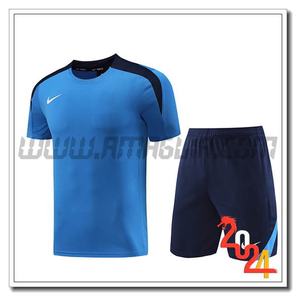 Kit Maglia Allenamento + Pantaloncini Nike Blu 2024 2025 -02