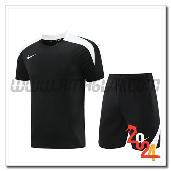 Kit Maglia Allenamento + Pantaloncini Nike Nero/Bianco 2024 2025