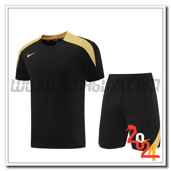 Kit Maglia Allenamento + Pantaloncini Nike Nero/Giallo 2024 2025
