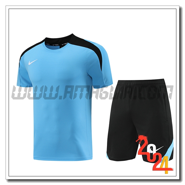 Kit Maglia Allenamento + Pantaloncini Nike Blu/Nero 2024 2025