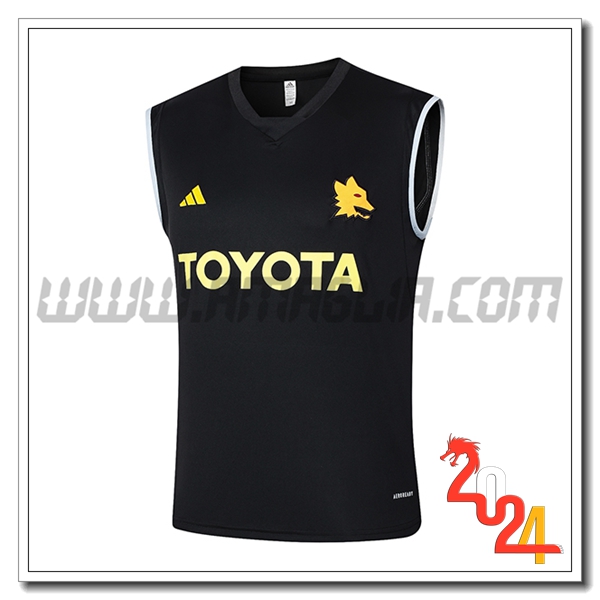 Canotta Allenamento AS Roma Nero/Giallo 2024 2025