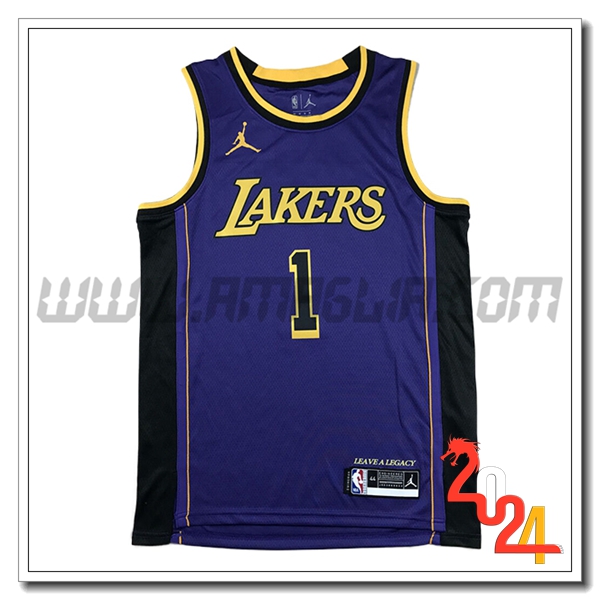 Maglia Los Angeles Lakers (RUSSELL #1) 2024/25 viola/Nero/Giallo -02